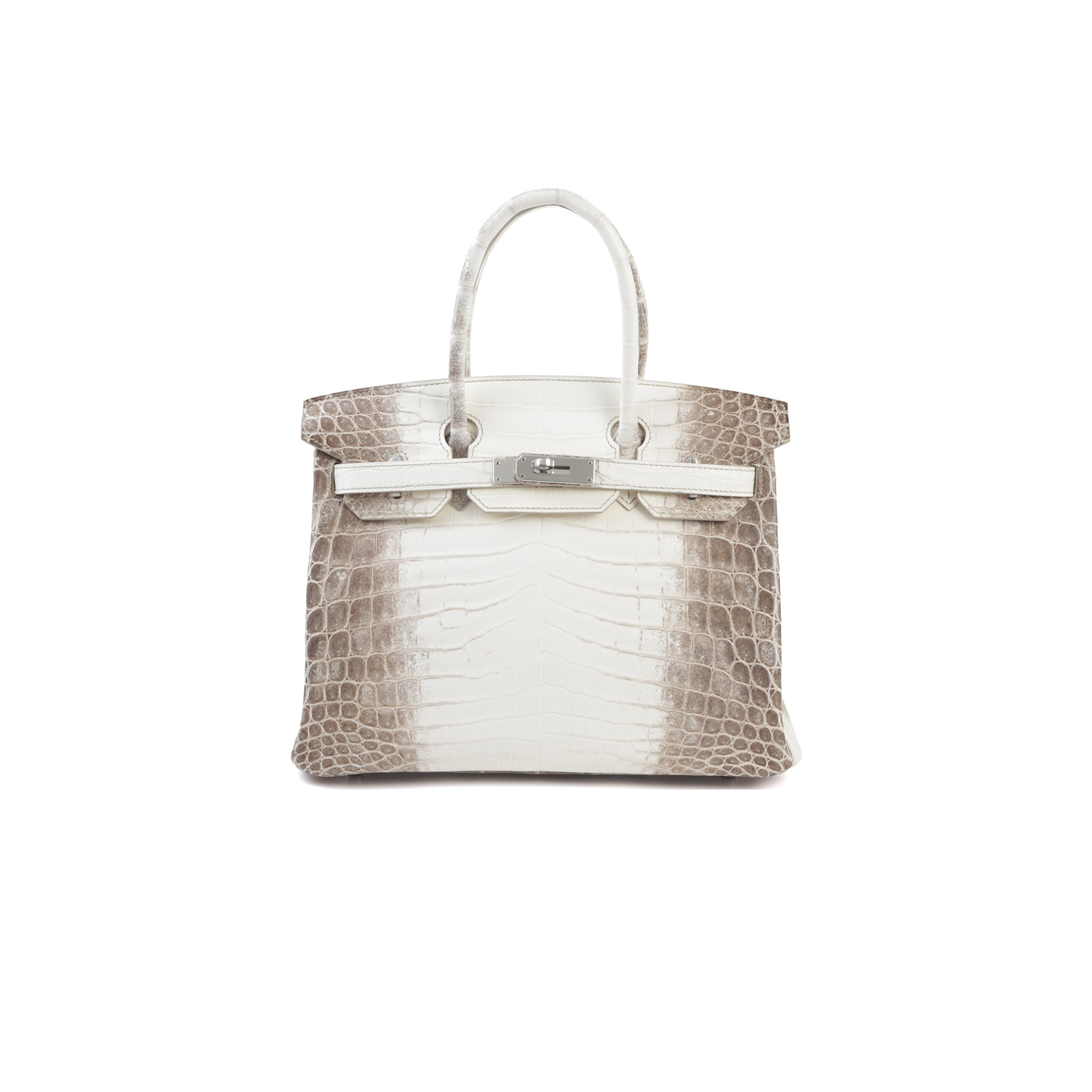 H**mes master birkin 25 crocodile leather himalayan crocodile leather silver buckle h041354cko8 (25*20*13cm)